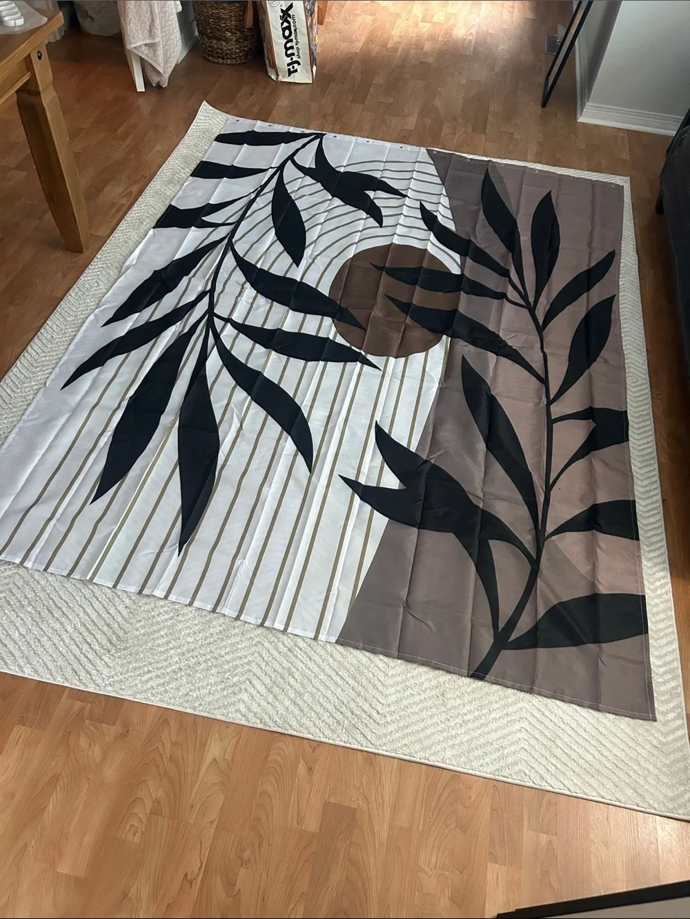 New Modern Botanical Shower Curtain - Black, White & Brown